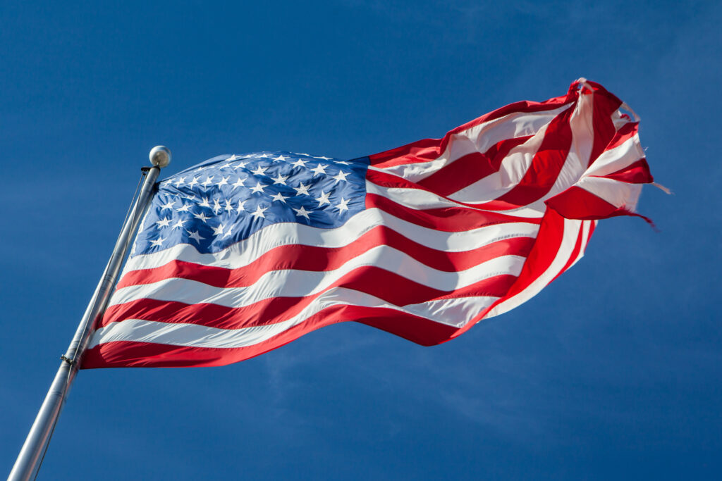 USA flag in the wind